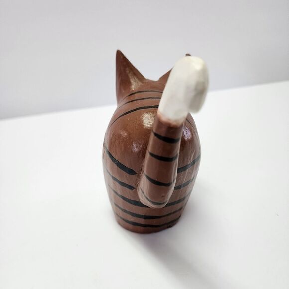 Wood Folk Art Brown with Black Cat Table Decor - Picture 4 of 8